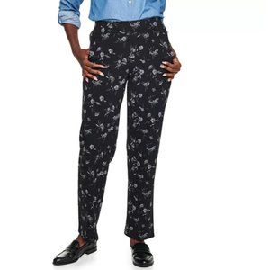 Croft & Barrow Black Floral Easy Knit Straight-Leg Pants size M